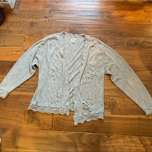 LF Vintage Distressed Light Grey Knit Cardigan